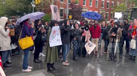 Announcement and chants at rally in solidarity with Iranian protesters in New York, USA