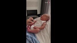 Mom, high on medical drugs, meets her sleepy newborn baby boy *Funny Interaction*