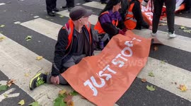 Just Stop Oil block the roads in Westminster again