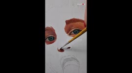 Oil painter sketches an awesome portrait of her sun-soaked son eating ice-cream
