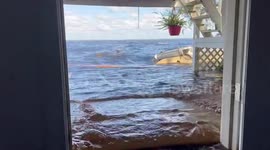 Homes by Lake Harney in central Florida still flooded by Hurricane Ian