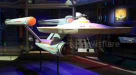 The starship Enterprise along with many other fantastic objects  at the Science Fiction: Voyage to the Edge of Imagination exhibition at the Science Museum in London,