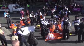 Police make arrests as Just Stop Oil activists block road in Trafalgar Square