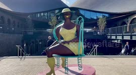American artist Tschabalala Self unveils her sculpture ‘Seated’, a new public work, commissioned by Avant Arte, at Coal Drops Yard near King’s Cross. The large-scale bronze stands at nearly 3 metres tall and is the artist’s first public sculpture.