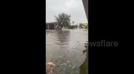 Area in Fort Myers, USA severly flooded and damaged by Hurricane Ian