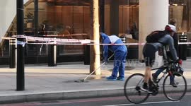 The clean up begins on the triple stabbing that occured in Bishopsgate near Liverpool Street station the incident occurred mid morning