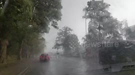 Heavy rain in Harrogate North Yorkshire England UK