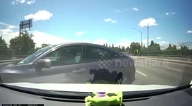 Dashcam footage from Sacramento, California shows dangerous u-turn leading to accident