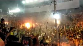 Around 70 injured In a unique Dussehra festival's stick fight ritual clashes , ritual banned by court back in 2008