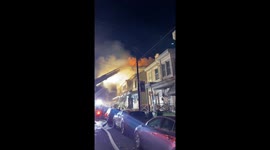3rd alarm row home fire with rescue Mahanoy City, Pennsylvania