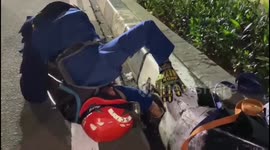 Firefighters rescue cute kitten trapped inside water pipe in Indonesia