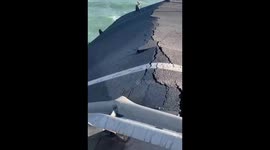 Aftermath of Crimea-Russia bridge blast: damaged crossing and roads into sea