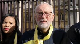 Interview with Jeremy Corbyn at the free Julian Asaange Ring Around Parlimeant Protest