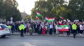 Thousands of Mahsa Amini protesters gather in Parliament Square