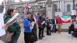 Belfast, Northern Ireland, 8 October 2022. Protest at Belfast City Hall to draw attention to the death of Mahsa Amini.