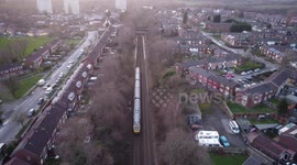 4K DJI drone train footage from Brinnington Station, Stockport UK