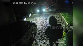 CCTV shows moment a hooded figure stole a Mercedes in a small town