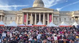 Diwali 2022 on Trafalgar Square. Diwali is a festival of light celebrated by people from several different countries and religions, including Sikhs, Hindus, Buddhists and Jains.