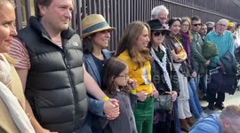 Stella Assange, Nazanin Zaghari-Ratcliffe and Richard Ratcliffe join the Julian Assange human chain