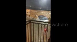 Water violently flows across Sicilian town of Castelvetrano, Italy