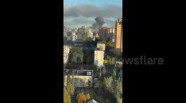 Huge cloud of smoke rises above Kyiv after missiles hit city