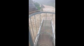 Raging torrents in rivers in central Vietnam after continuous heavy rain