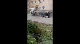 Man avoids serious injuries after truck's wheel explodes in Russia