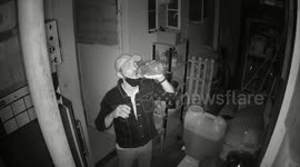 Bungling burglar unwittingly reveals identity when he drinks water while ransacking store