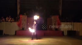 Little boy, 10, performs amazing fire dance routine