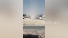 Terrifying dust devil forms next to homes in the United Arab Emirates