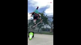 Never give up! First misadventures for brave six-year-old girl on skateboard