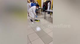 Frantic frog escapes medical students doing anatomy class at university