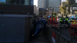 Car lodged between walls after crashing outside Sheffield Children's Hospital