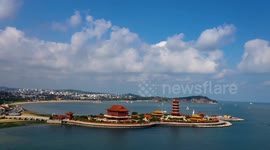 Drone Time-lapse Of Penglai Seaside, Yantai, Shandong, China