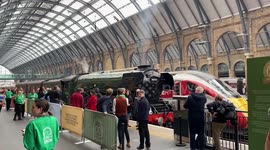 Steam locomotive Flying Scotsman makes public appearance in London, UK