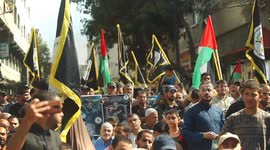 Palestinians take part in anti-Israel protest in Jabalia camp in the northern Gaza strip