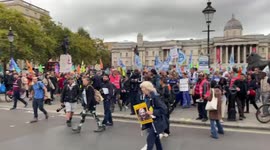 Extinction Rebellion Climate Protest - Resistance Weekend 14-16 October 2022. March from Trafalgar Square to Downing Street.
