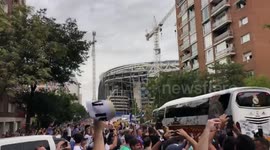 Real Madrid arrive at Santiago Bernabéu stadium for El Clásico against FC Barcelona