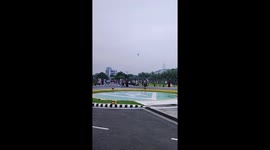 Dangerous Helicopter Landing in Children's Park Crowd! People Panicked Due to High Wind Blow