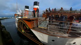 Paddle Steamer Waverley departing Greenock Custom House quay on her penultimate visit of 2022