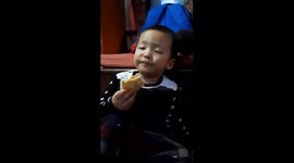 My younger son was feeling sleepy but he don’t want to stop eating and at the same time he’s also feeling sleepy