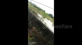 Flooded road between Bayelsa and Delta State in Nigeria