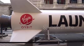 LauncherOne life-size rocket replica displayed outside the Science Museum in South Kensington - London