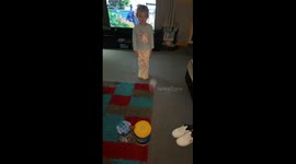 Karate kid doing a karate chop