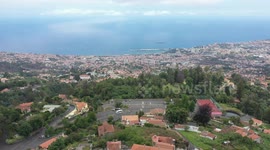 Breathtaking view of Funchal, from the mountains, on a sunny day