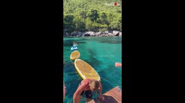 'Harder than it looks' friends hilariously fail to accomplish challenge of jumping on paddle boats!