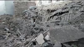 Destruction after rocket attack on Mykolaiv, Ukraine