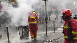 Protesters come face-to-face with Parisian police in strike for higher wages