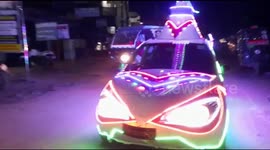 Two friends convert car into helicopter-themed motor with light-up propellers