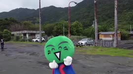 Bird or prey attacks drone filming tourism mascot in Japan